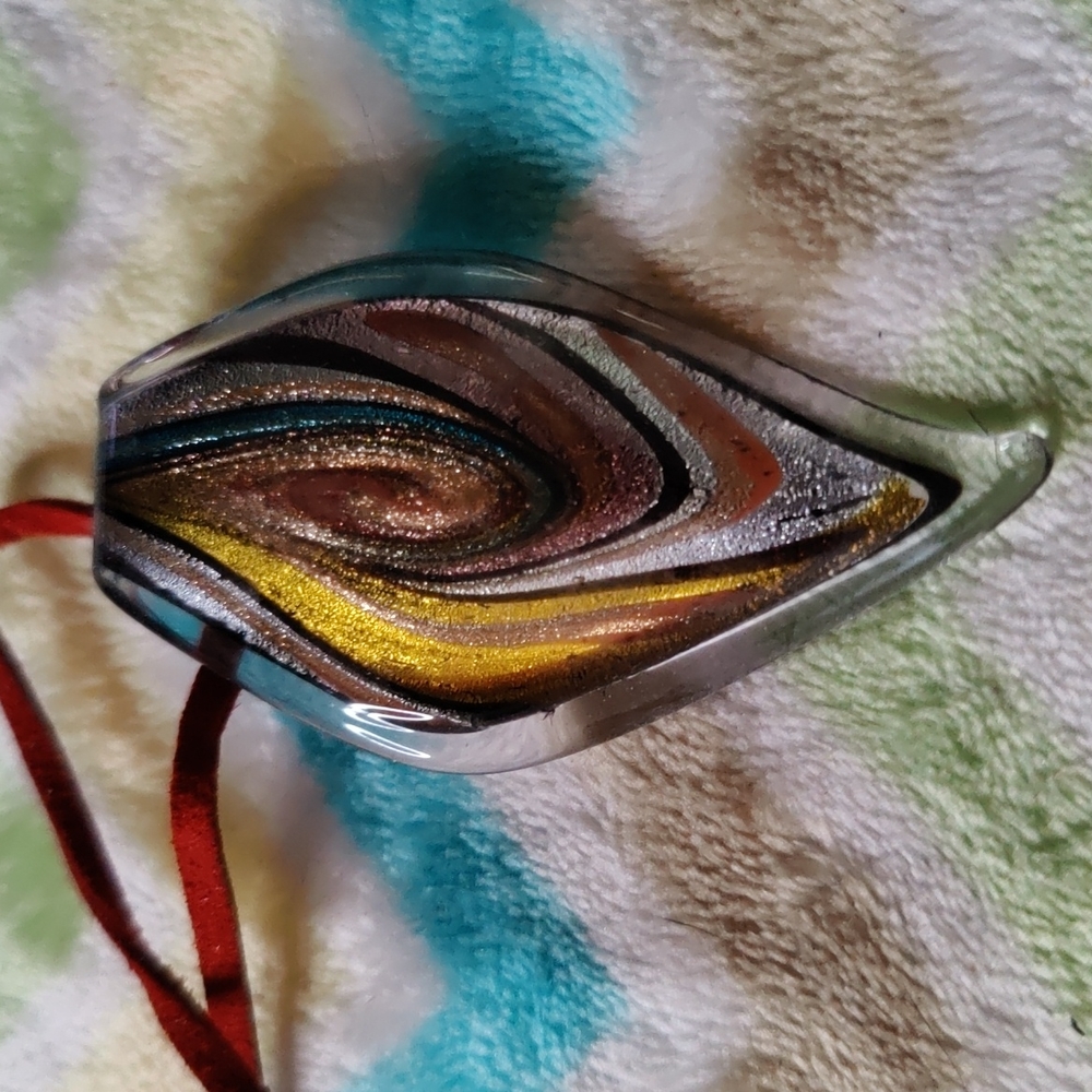 🎊11. Made in Italy Murano Glass Necklace on Leather Cord